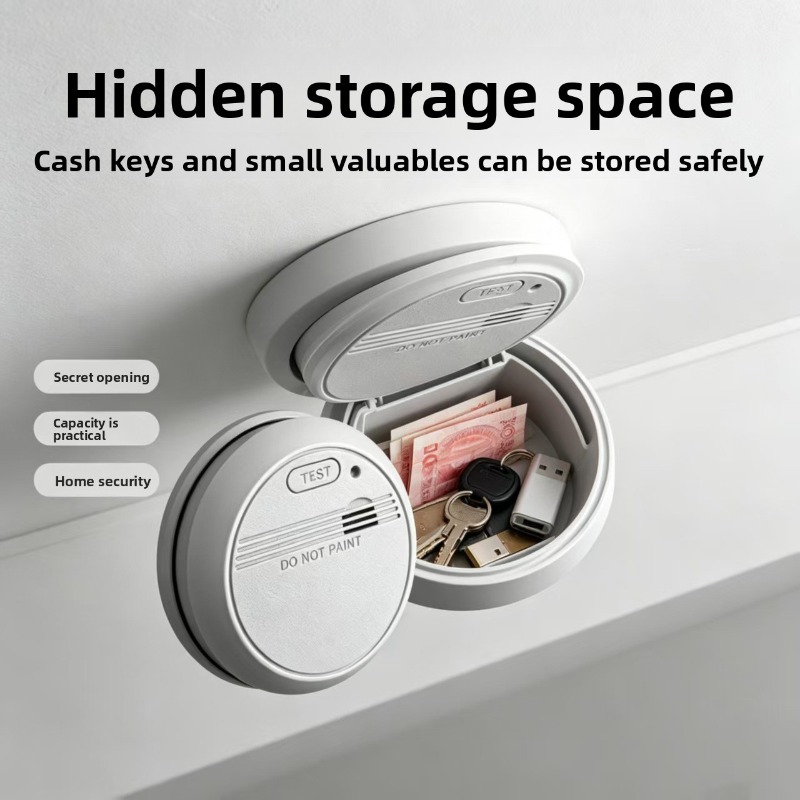 Home Security Key Box - Realistic Simulated Smoke Detector Hidden Safe