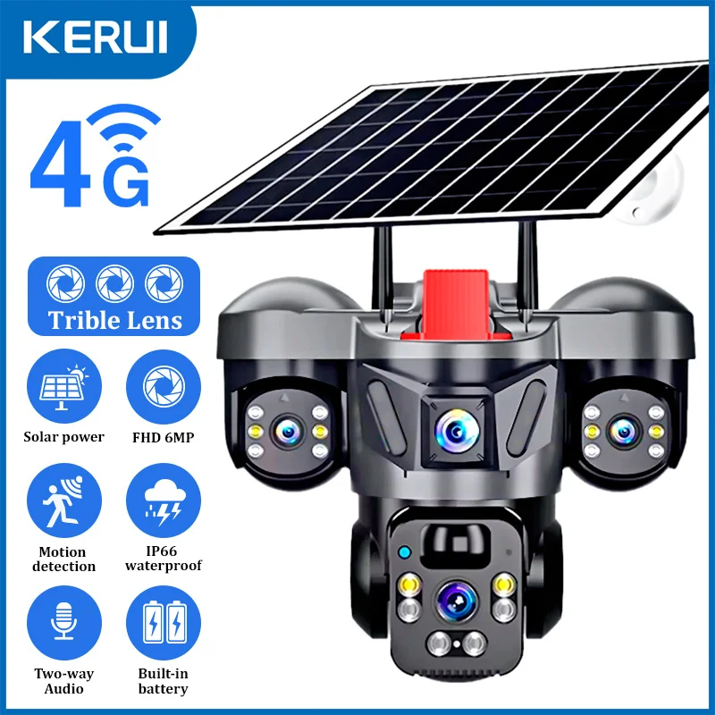 Home Security Video - KERUI Outdoor PTZ 6MP 4G SIM
