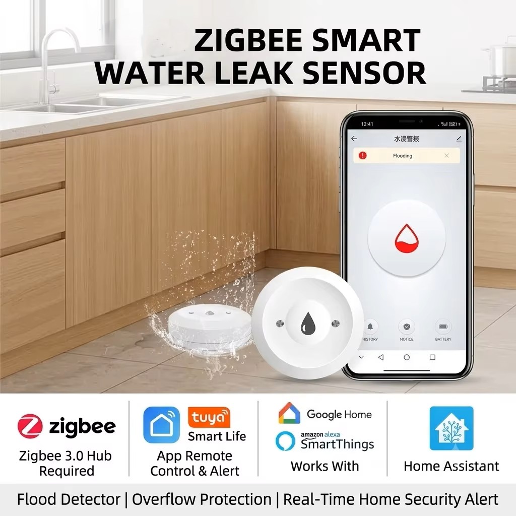 Home Security Tools - ZigBee 3.0 Smart Water Leak Sensor