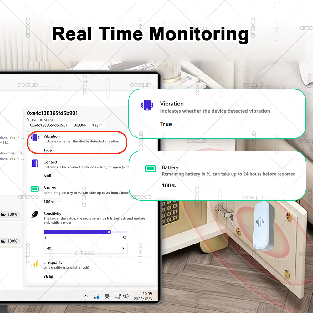 Smart ZigBee 3.0 Vibration Sen - Home Security Tools review and price
